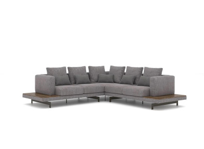 Living room Gray Textile Sofa Couch L-shape Designer Luxury Upholstered Sofa